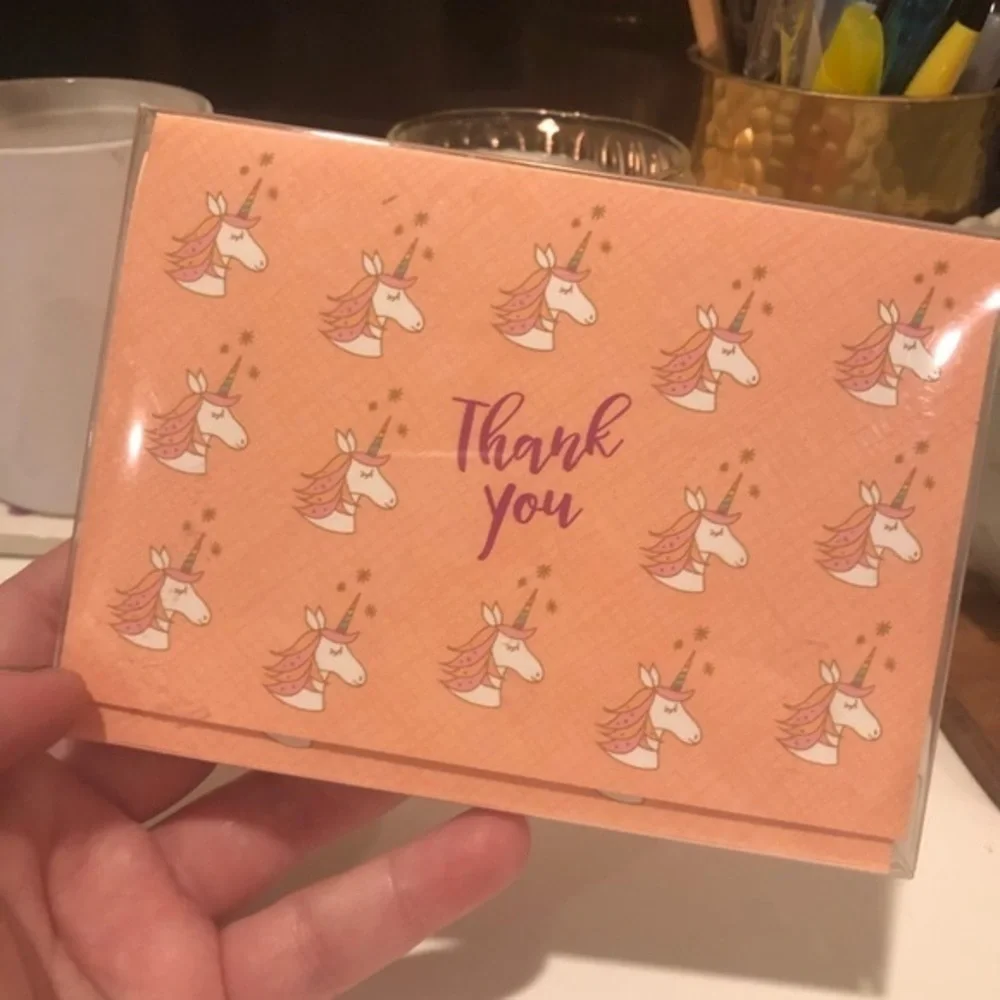 Pink unicorn thank you‎ card box set